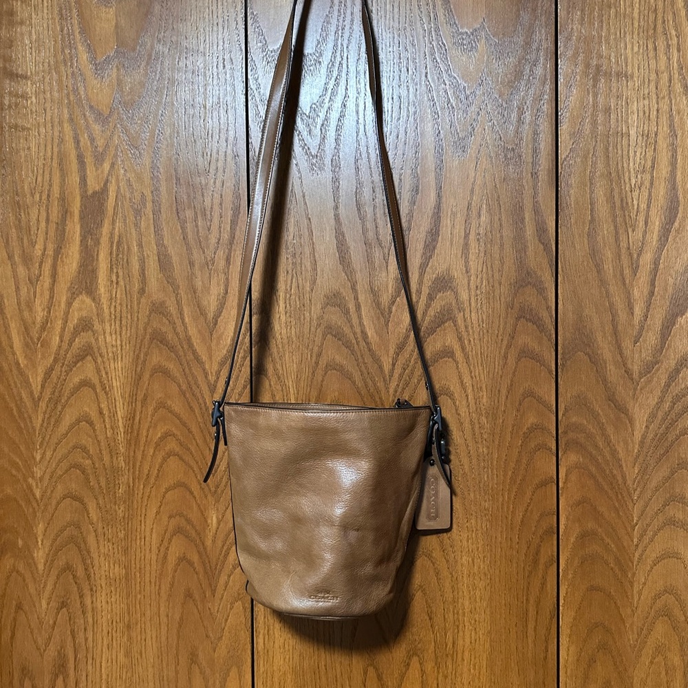 Coach Tan Leather Crossbody bucket Bag